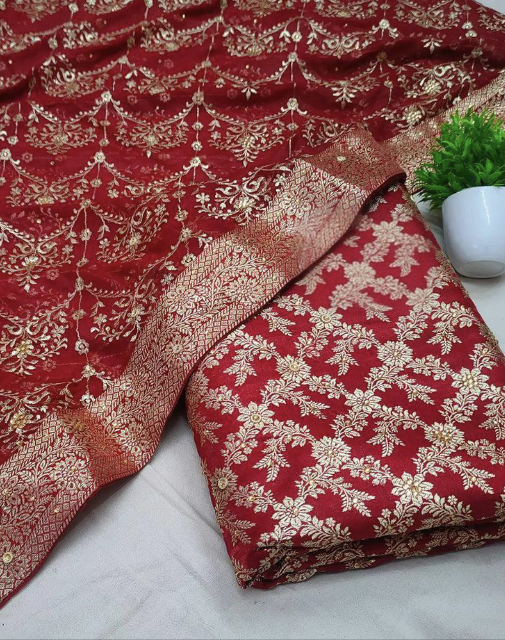 banarsi kimkhab garara onion colour