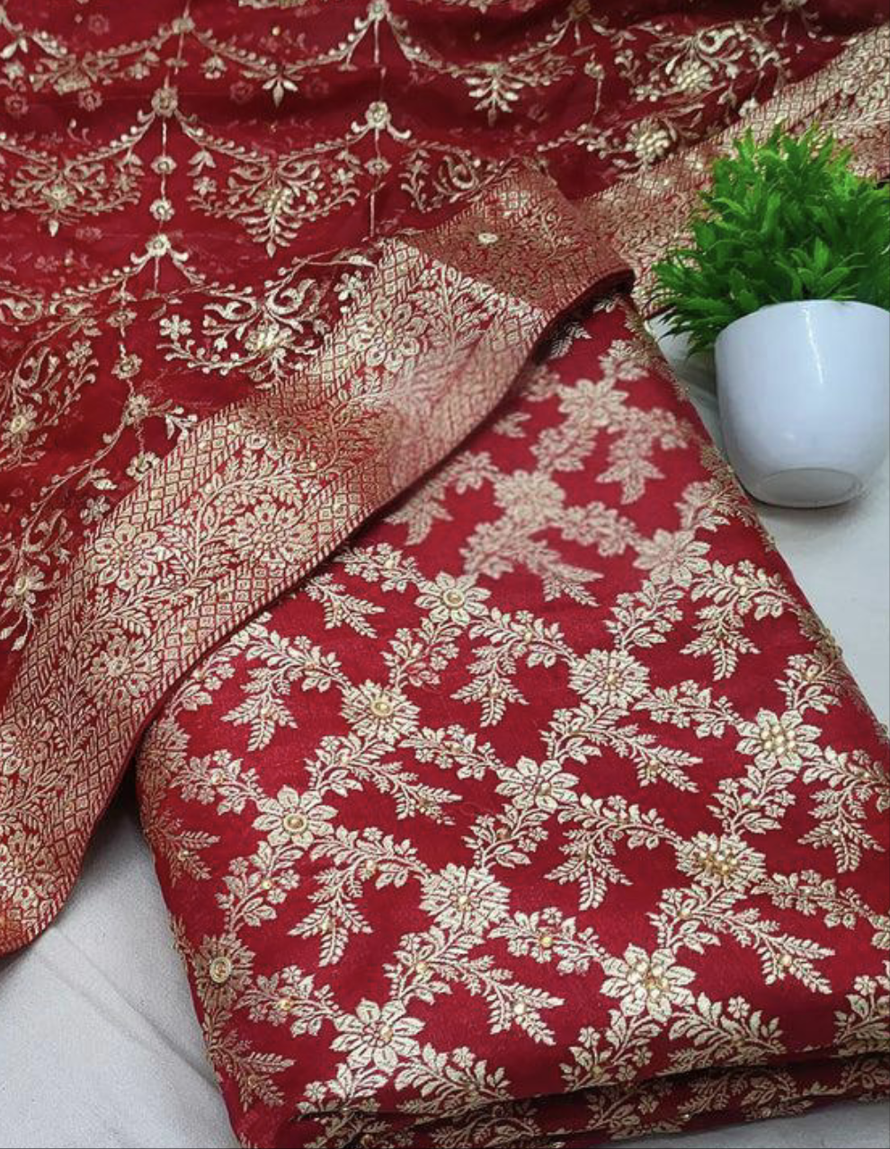 banarsi kimkhab garara onion colour