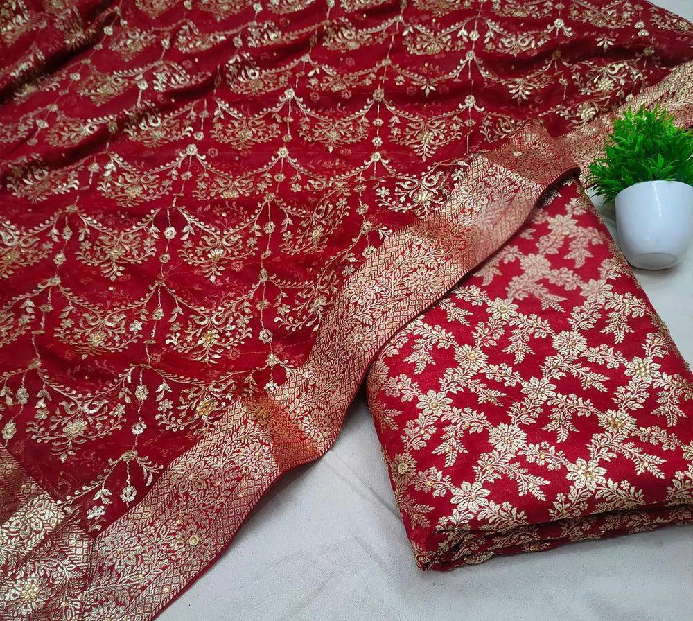 banarsi kimkhab garara onion colour