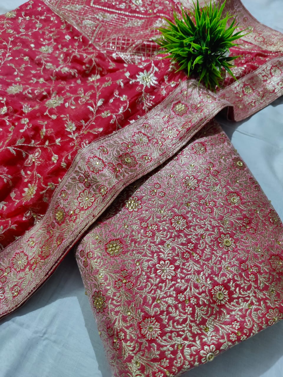 Kimkhab garara - banarsi onion colour kimkhab garara
Banarasi silk suit, bridal gharara wedding dress