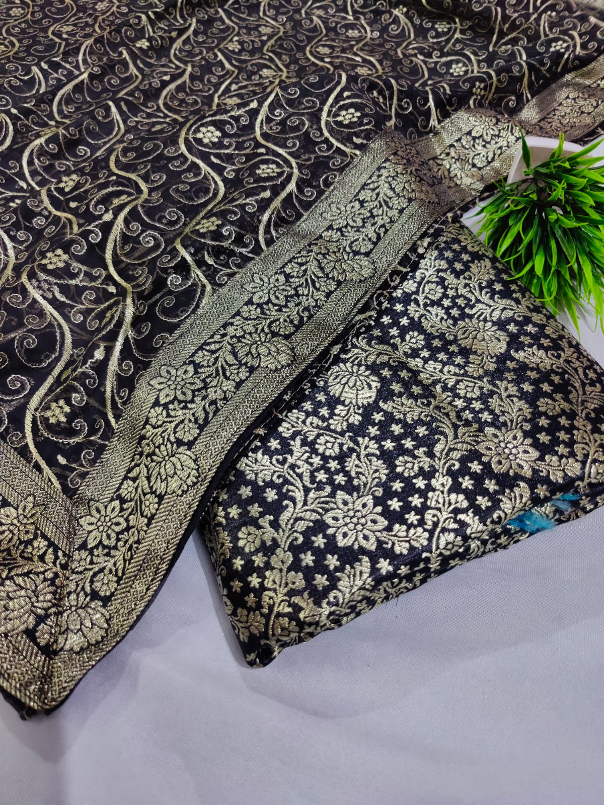 Black kimkhab silk wedding garara/banarsi bridal dress
