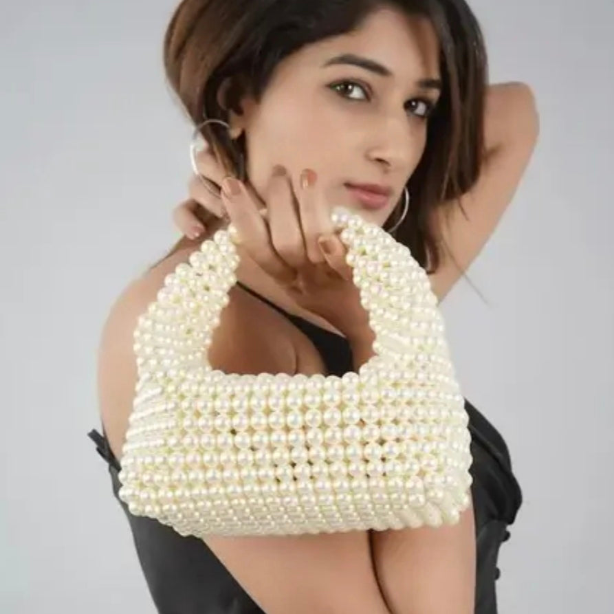 White moti han bag clutch