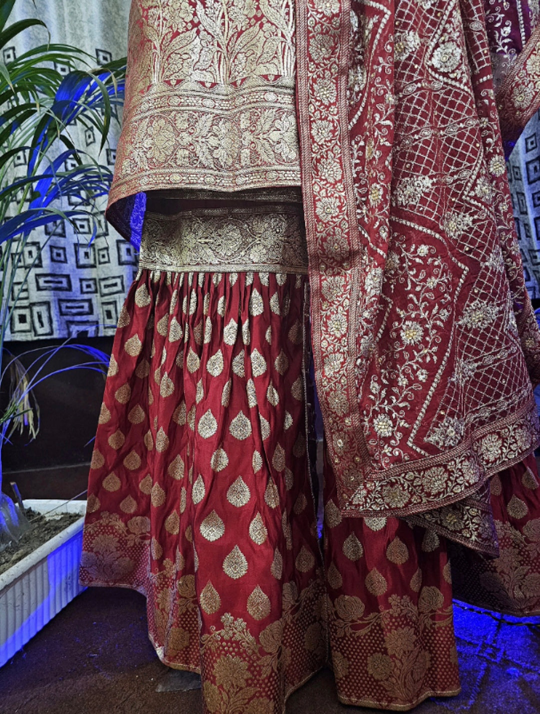 Semi stich banarsi katan silk gharara/katan silk gharara/ dezainar gharara