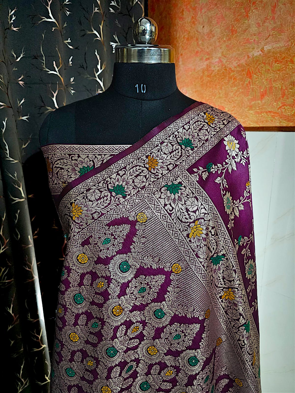 Wine Dola Silk Banarasi Saree
