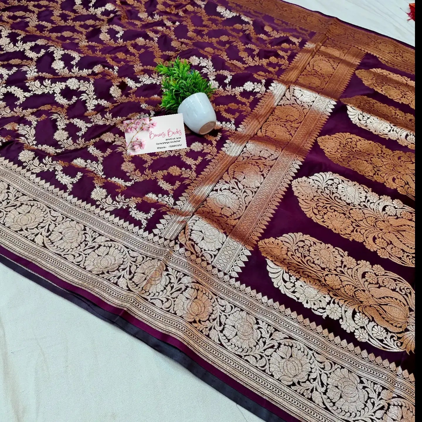Muglai jaal majenta colour Saree Banarsibrides