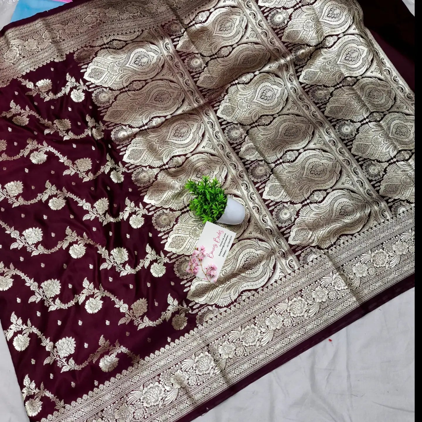 Maroon Golden Zari Katan Silk Banarasi Saree Saree Banarsibrides
