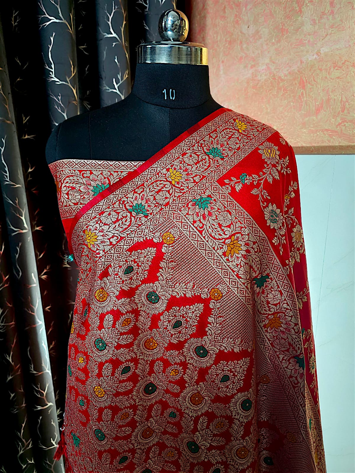 Red Dola Silk Banarasi Saree
