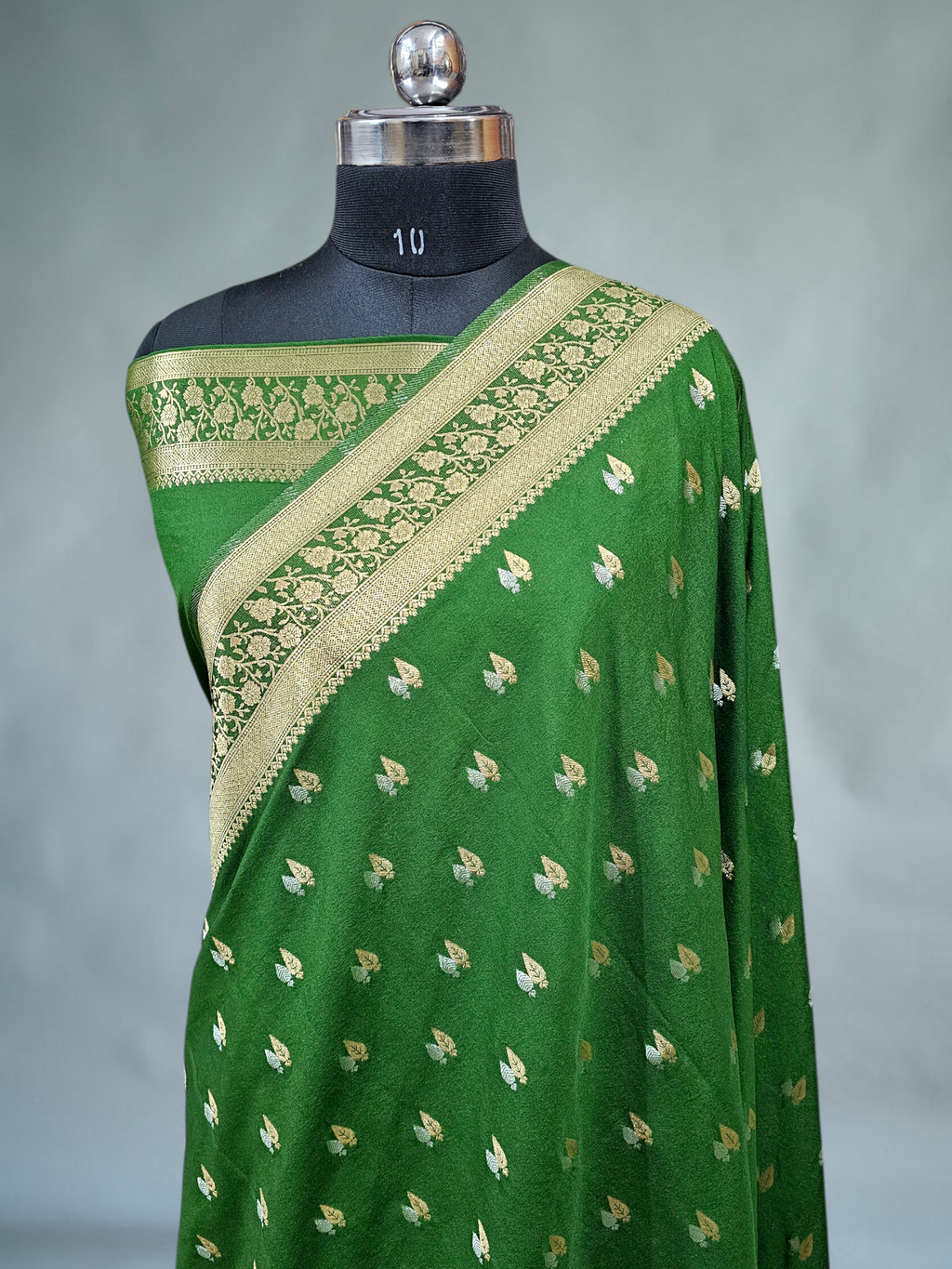Green Semi Creap Banarsi Silk saree