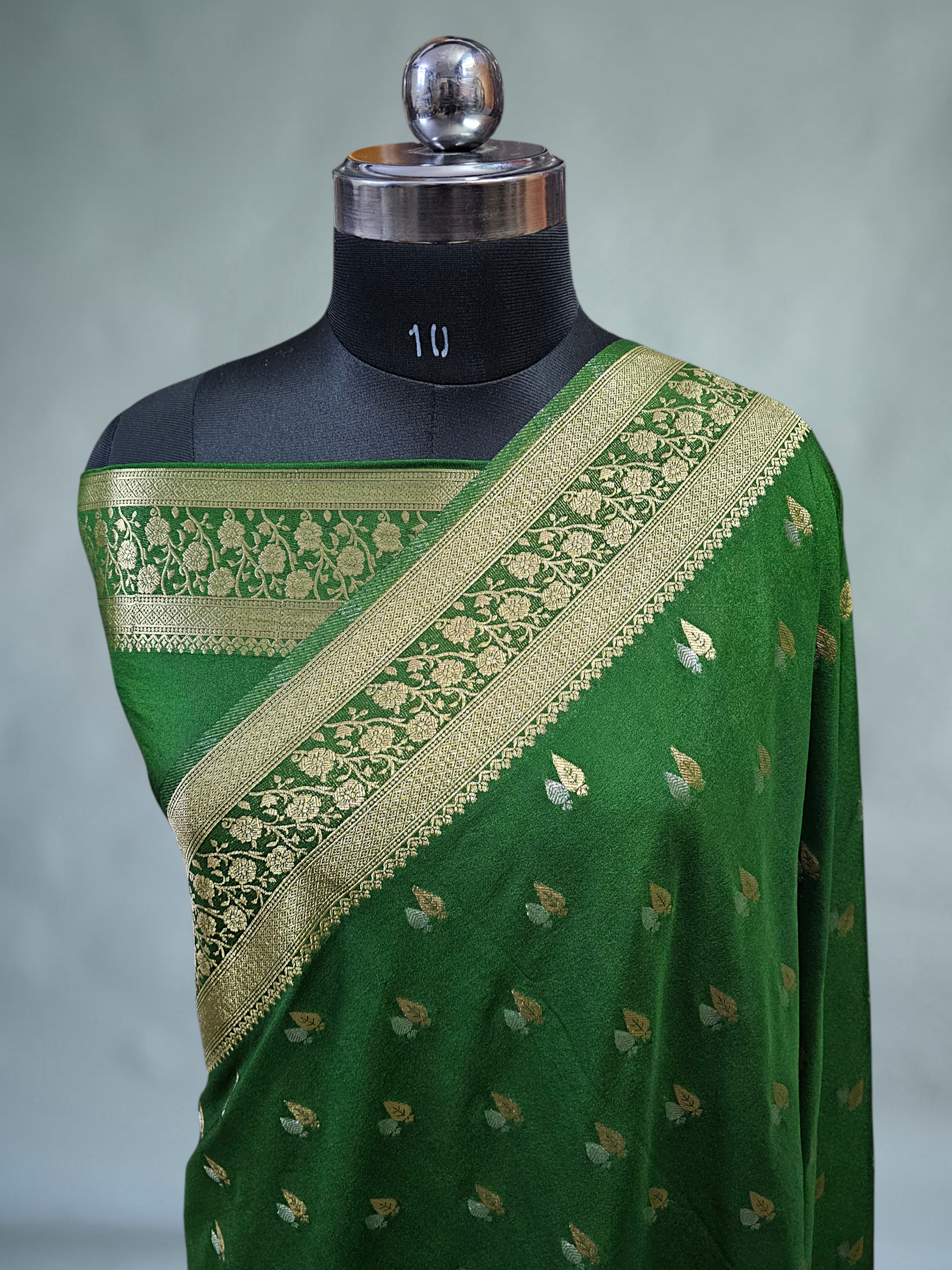 Green Semi Creap Banarsi Silk saree