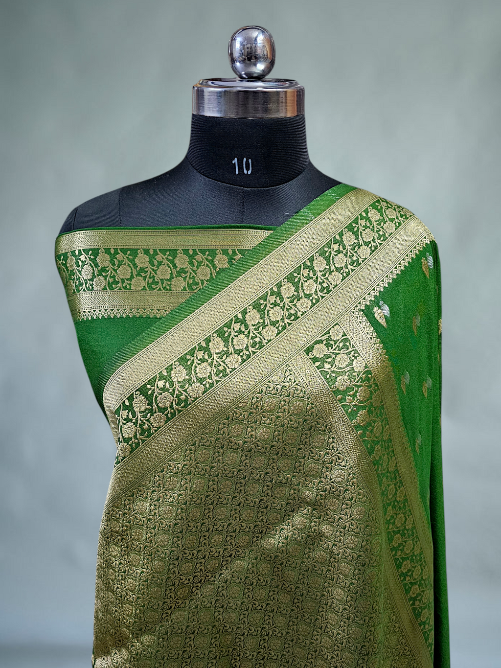 Green Semi Creap Banarsi Silk saree