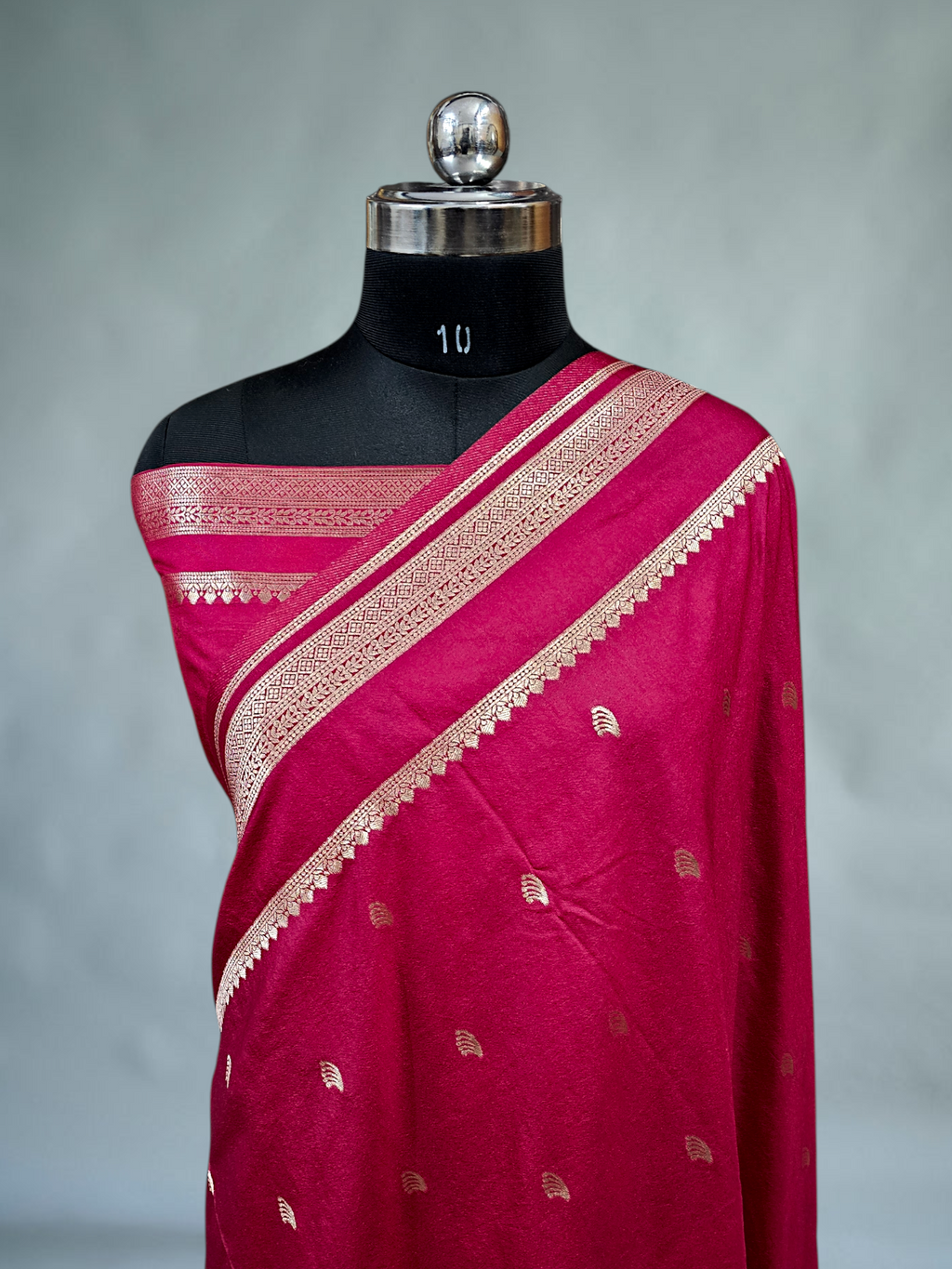 Maroon Crepe Silk Banarasi Saree 