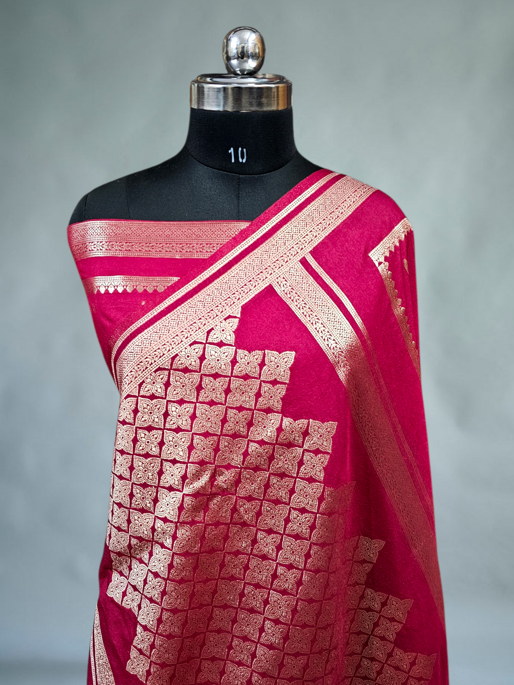 Maroon Crepe Silk Banarasi Saree 