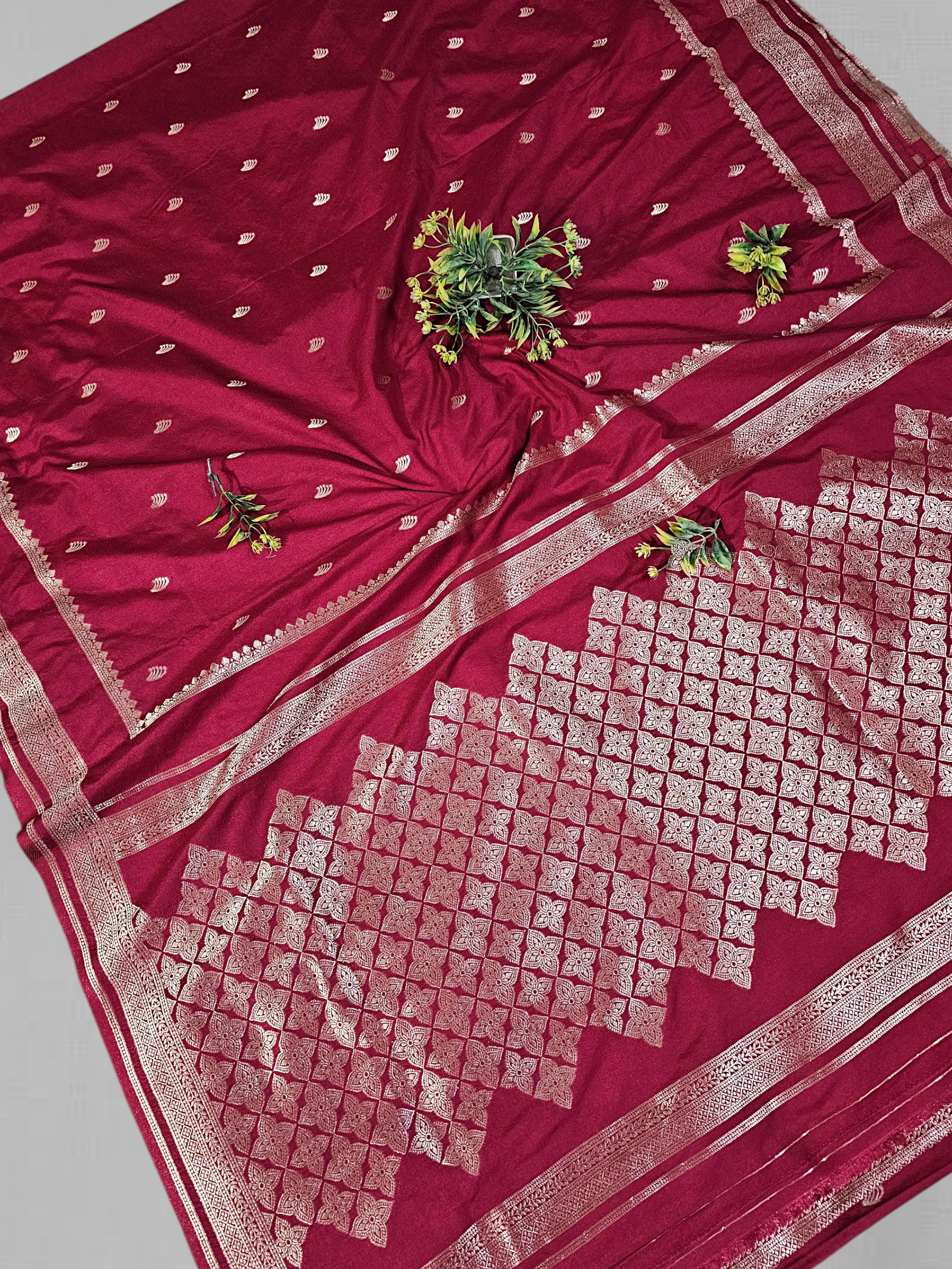 Maroon Crepe Silk Banarasi Saree 