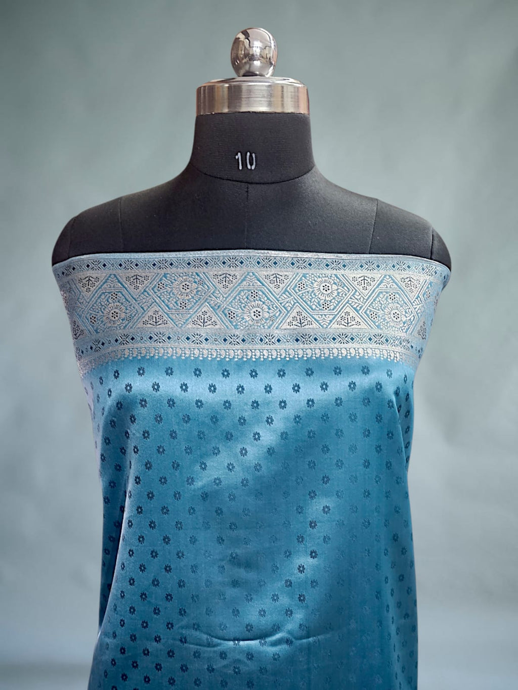 Blue Satin Silk Banarasi Saree 