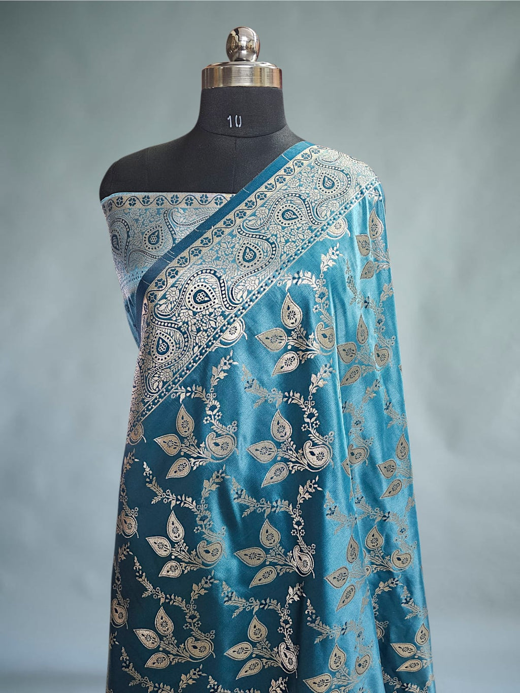 Blue Satin Silk Banarsi Saree 