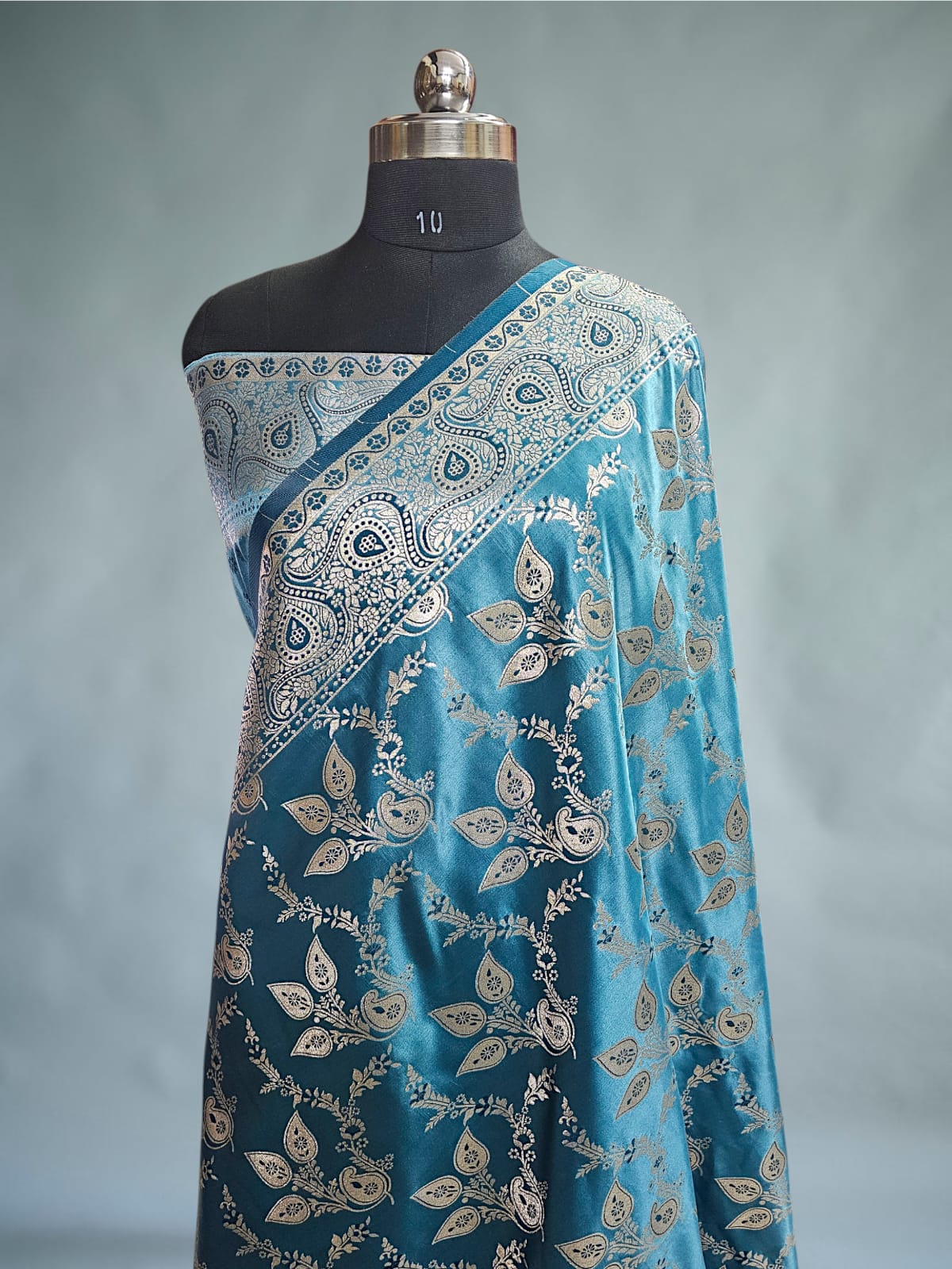 Blue Satin Silk Banarsi Saree 