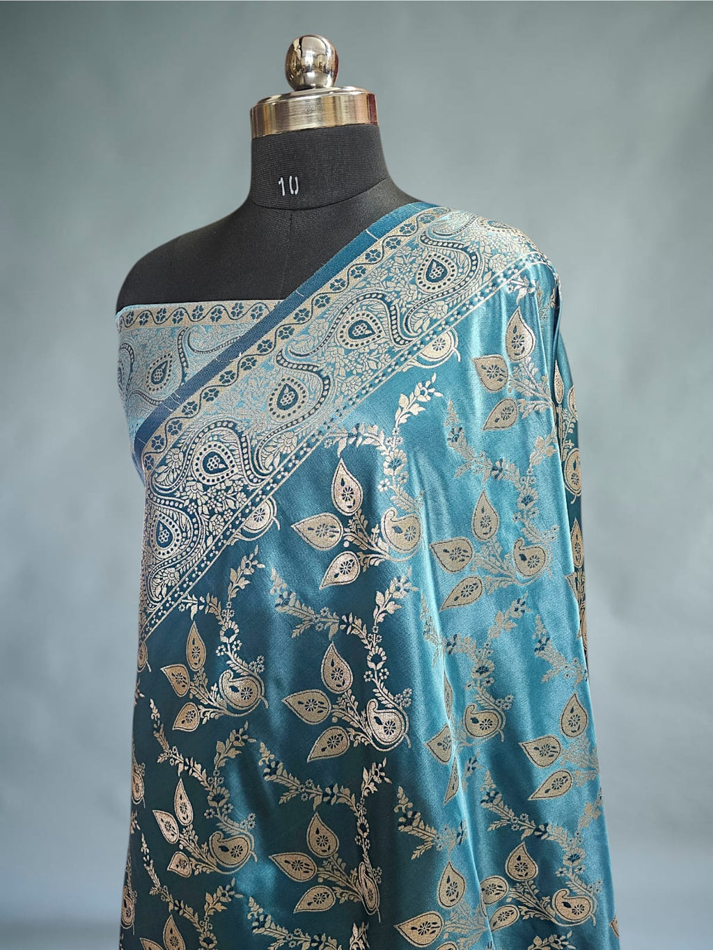 Blue Satin Silk Banarsi Saree 