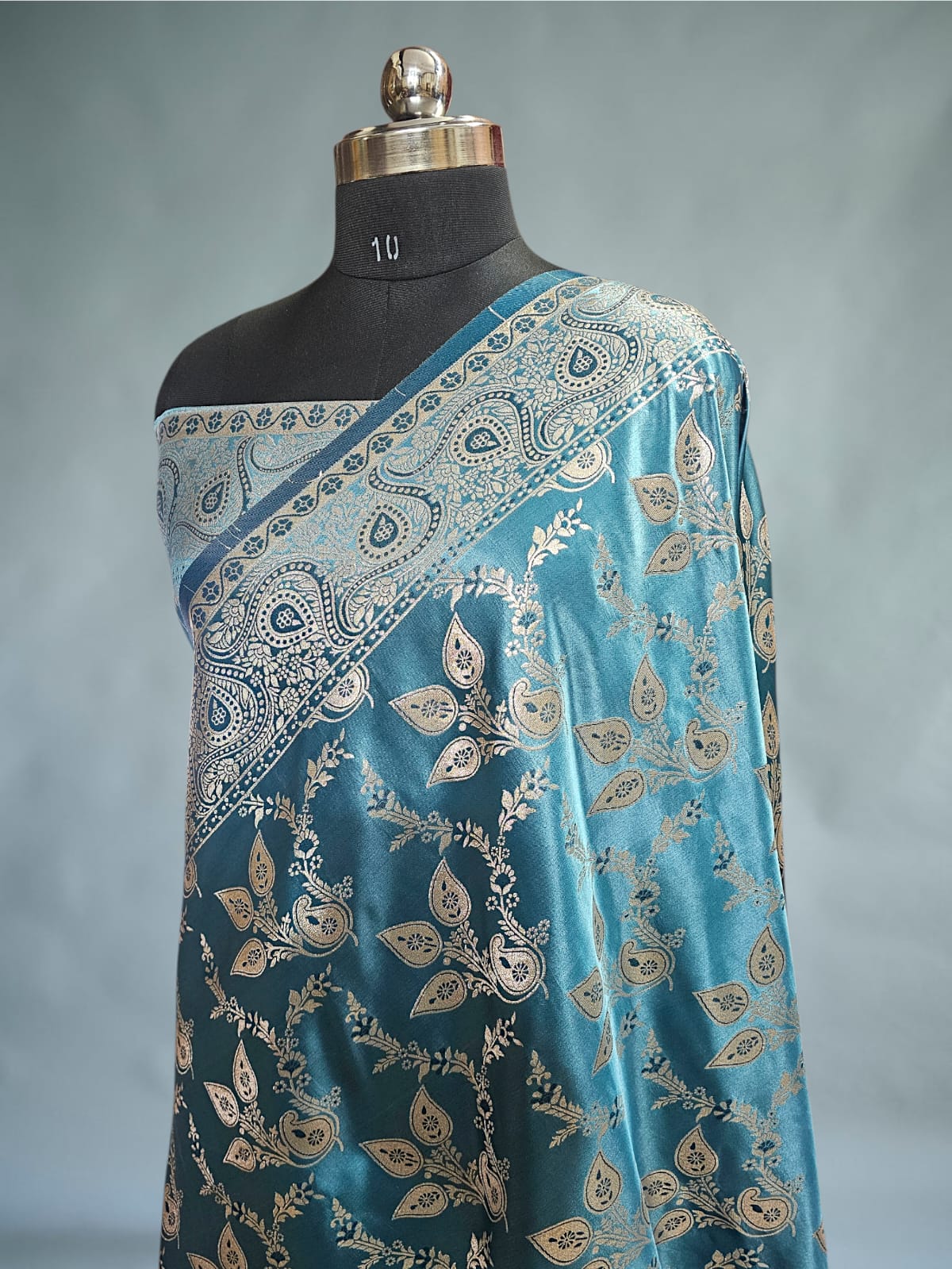 Blue Satin Silk Banarsi Saree 