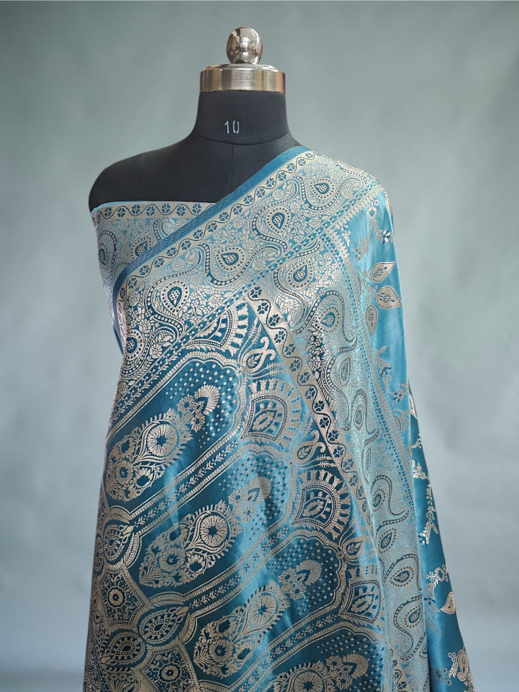 Blue Satin Silk Banarsi Saree 