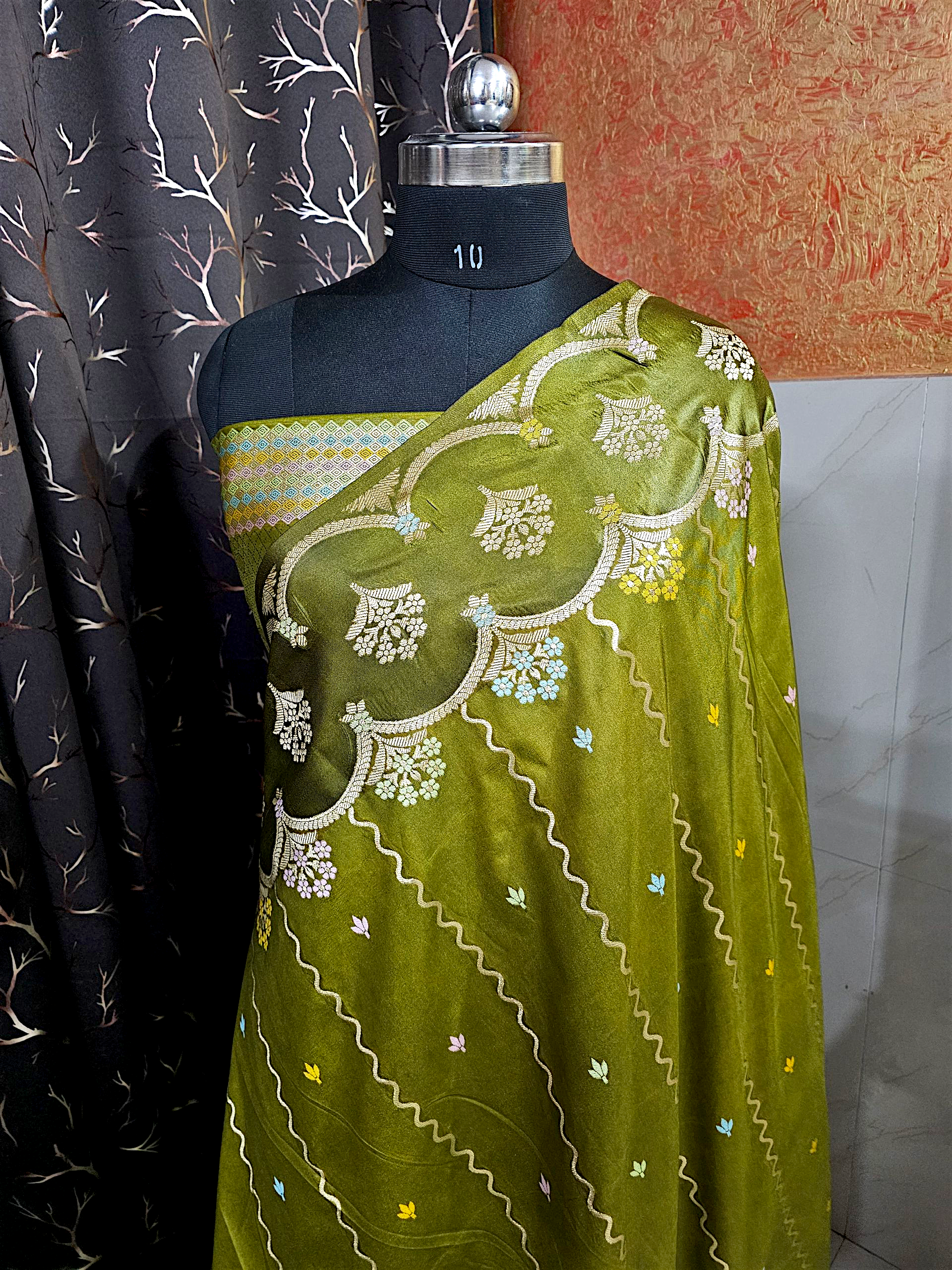 Green Dupion Banarsi Silk Saree 