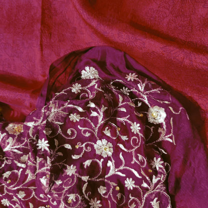 Dupiyan silk suit silky soft mehroon colour with embodry duppta - Banarsi Brides