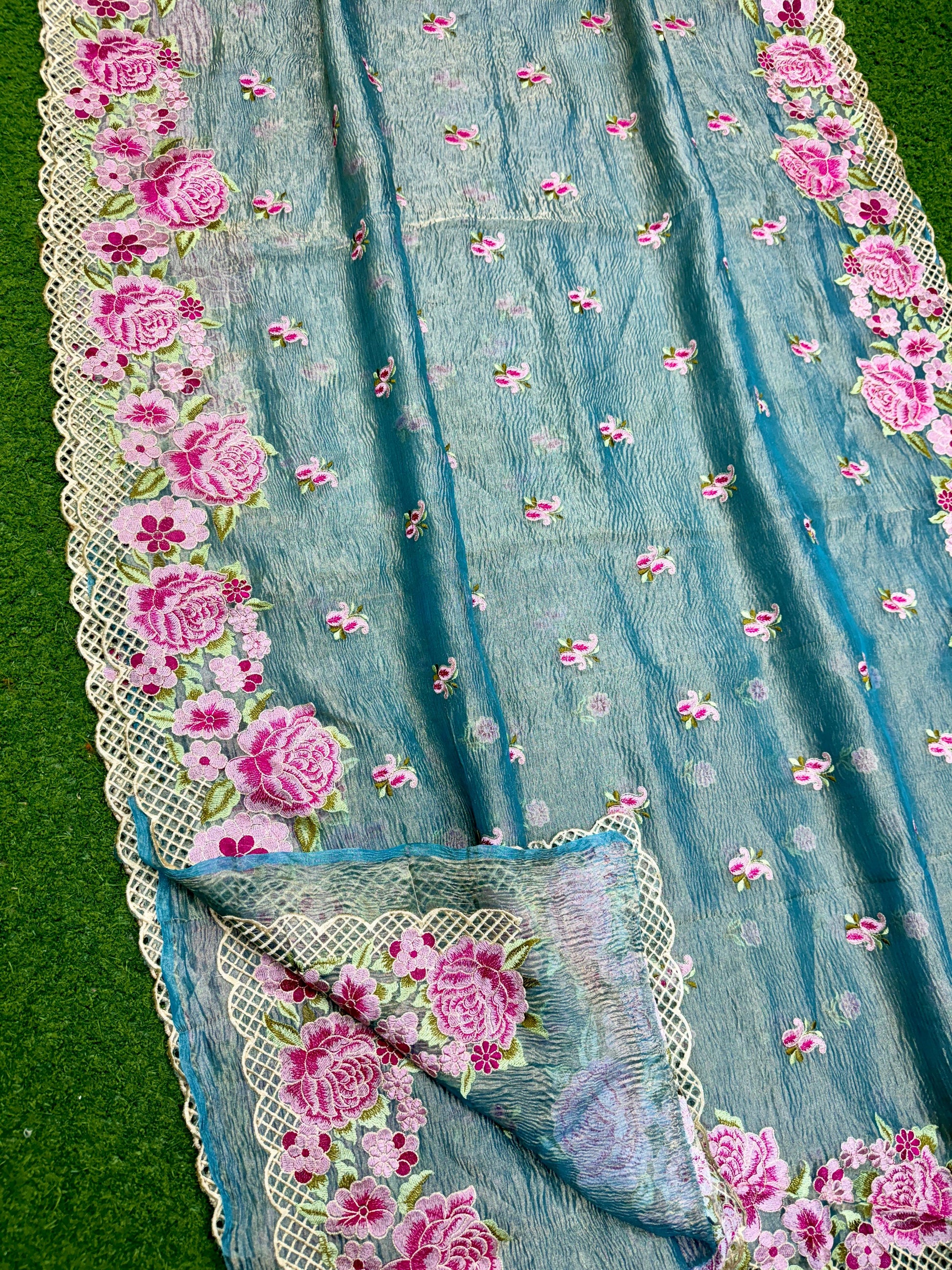 Banarsi silk tisshue crush saree 