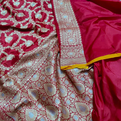 Red katan silk saree 