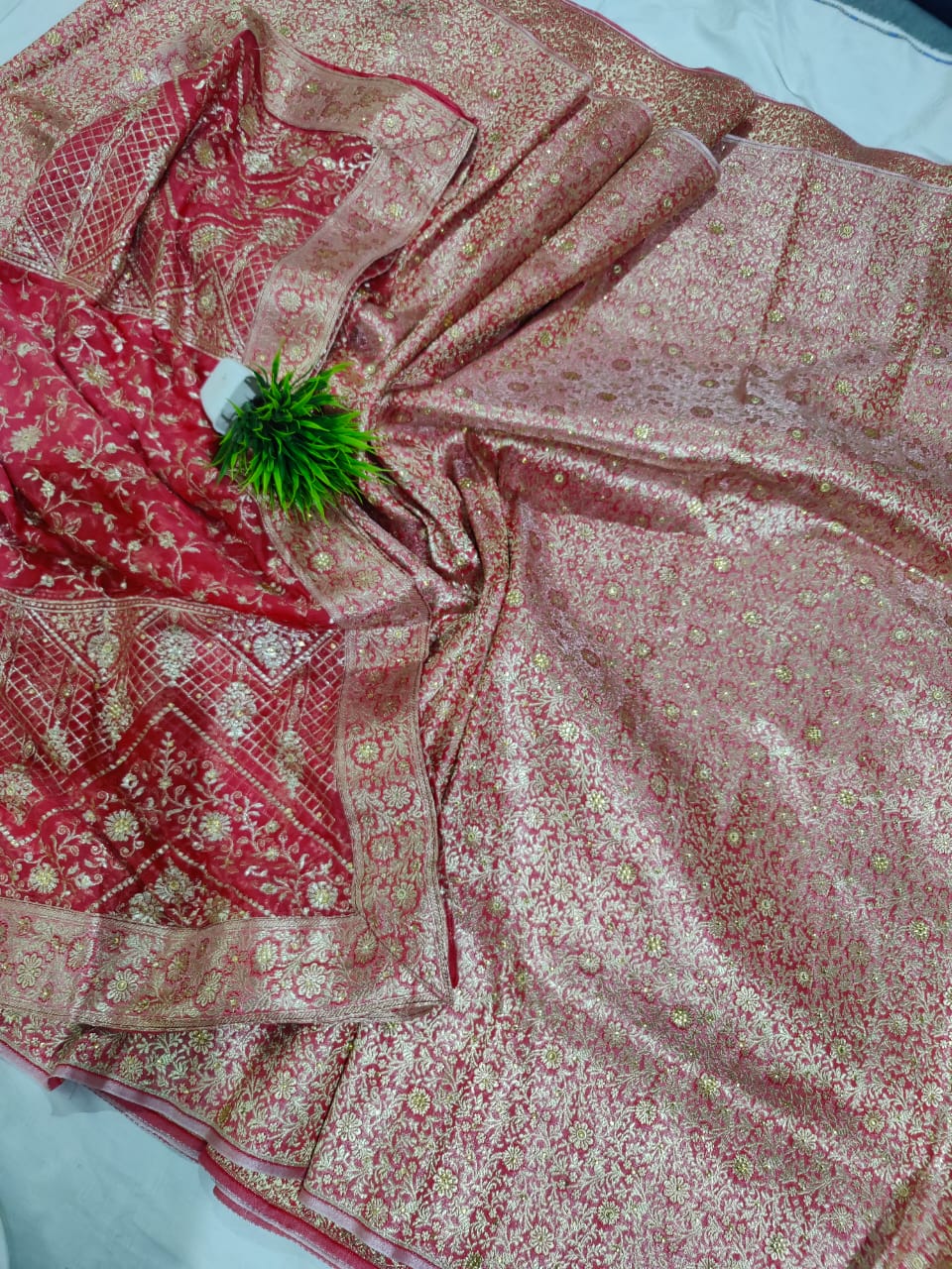 Kimkhab garara - banarsi onion colour kimkhab garara 
Banarasi silk suit, bridal gharara wedding dress 