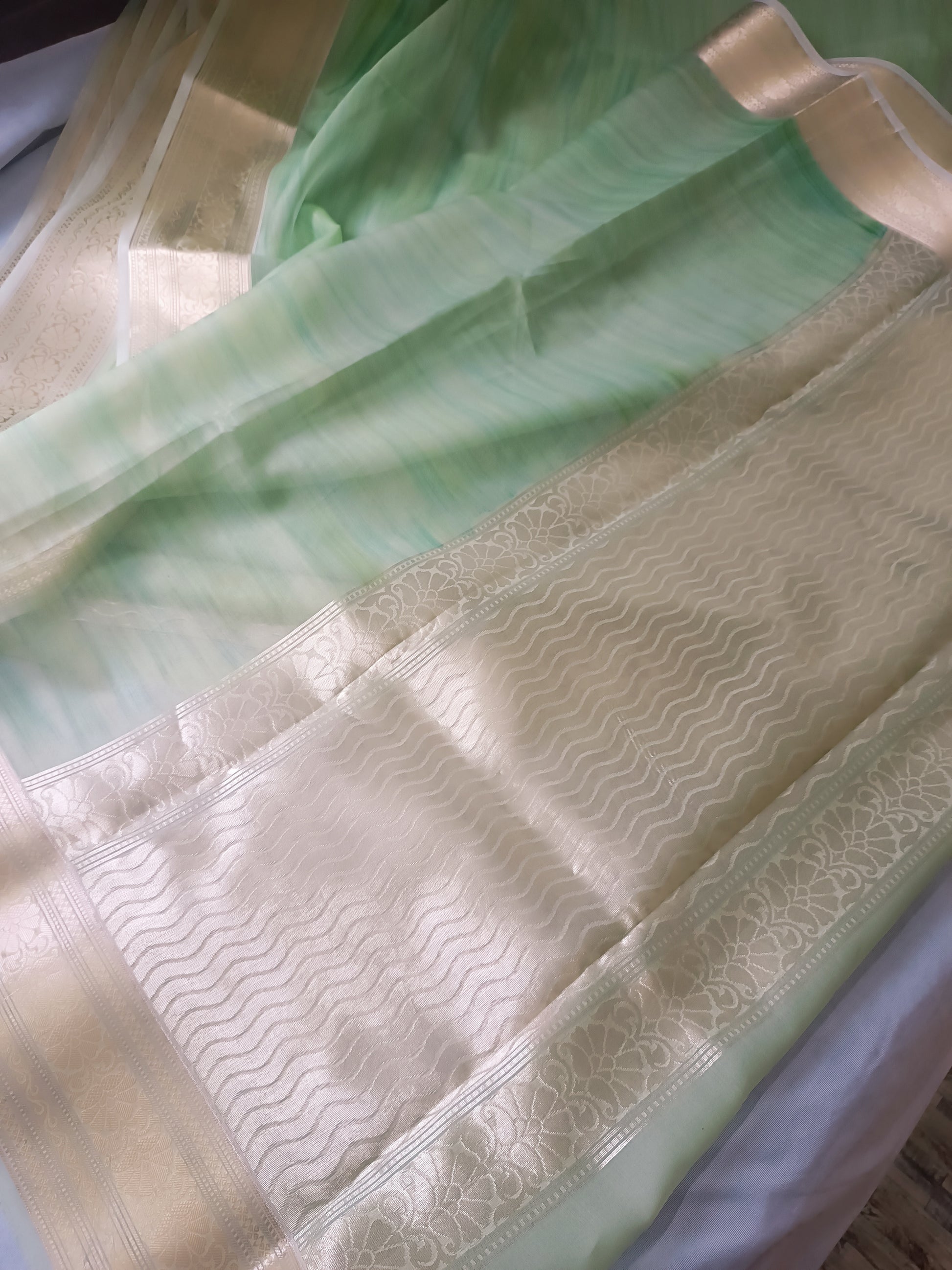 Kora silk  handloom saree premium quality of banarsi - Banarsi Brides