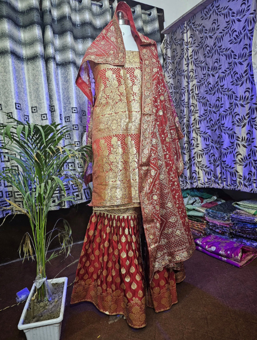 Semi stich banarsi katan silk gharara