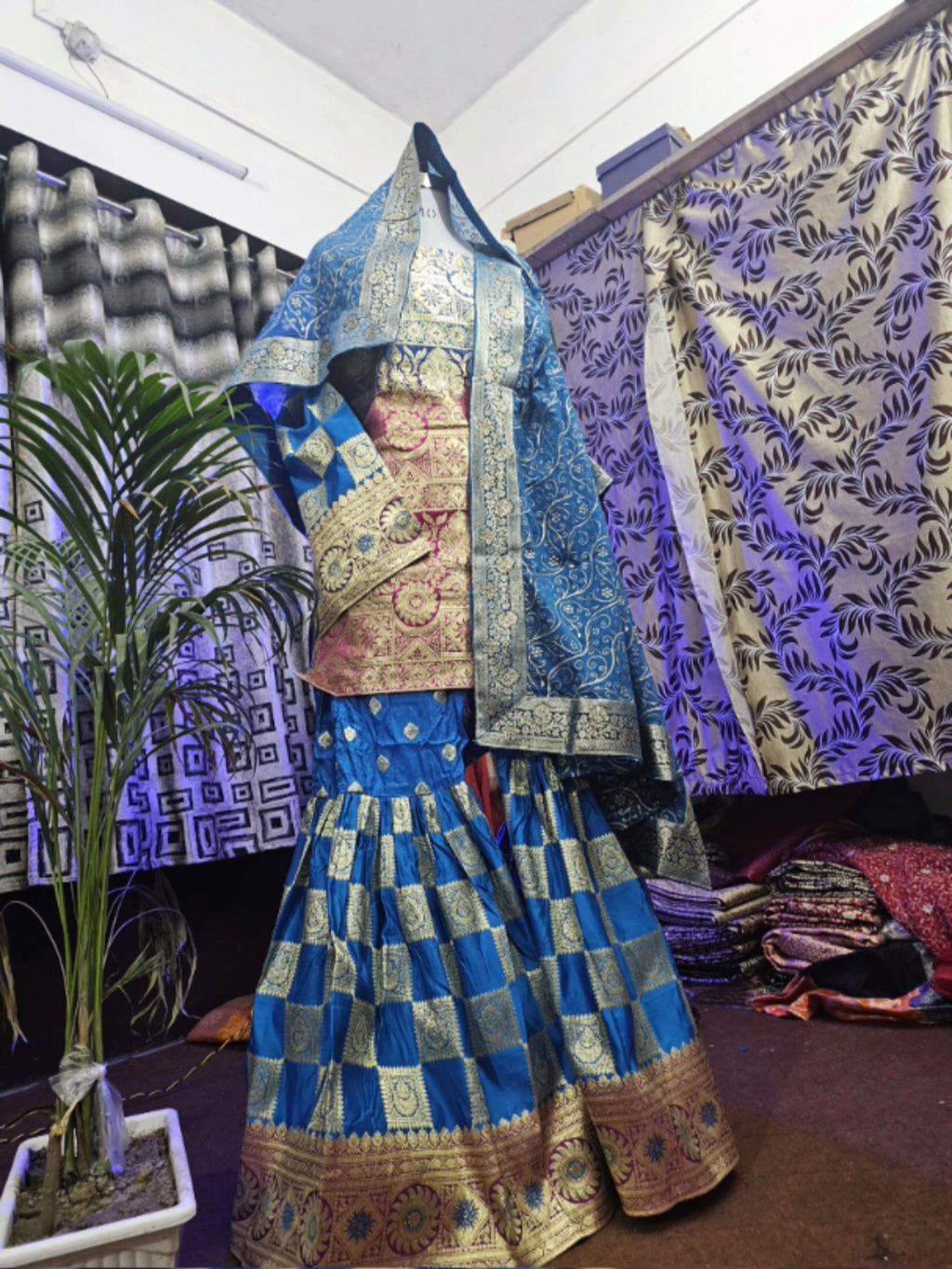 Semi stich banarsi katan silk gharara