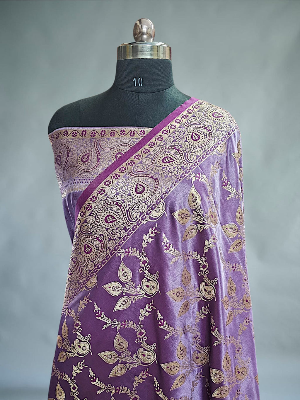 Lavender Satin Silk Banarasi Saree 