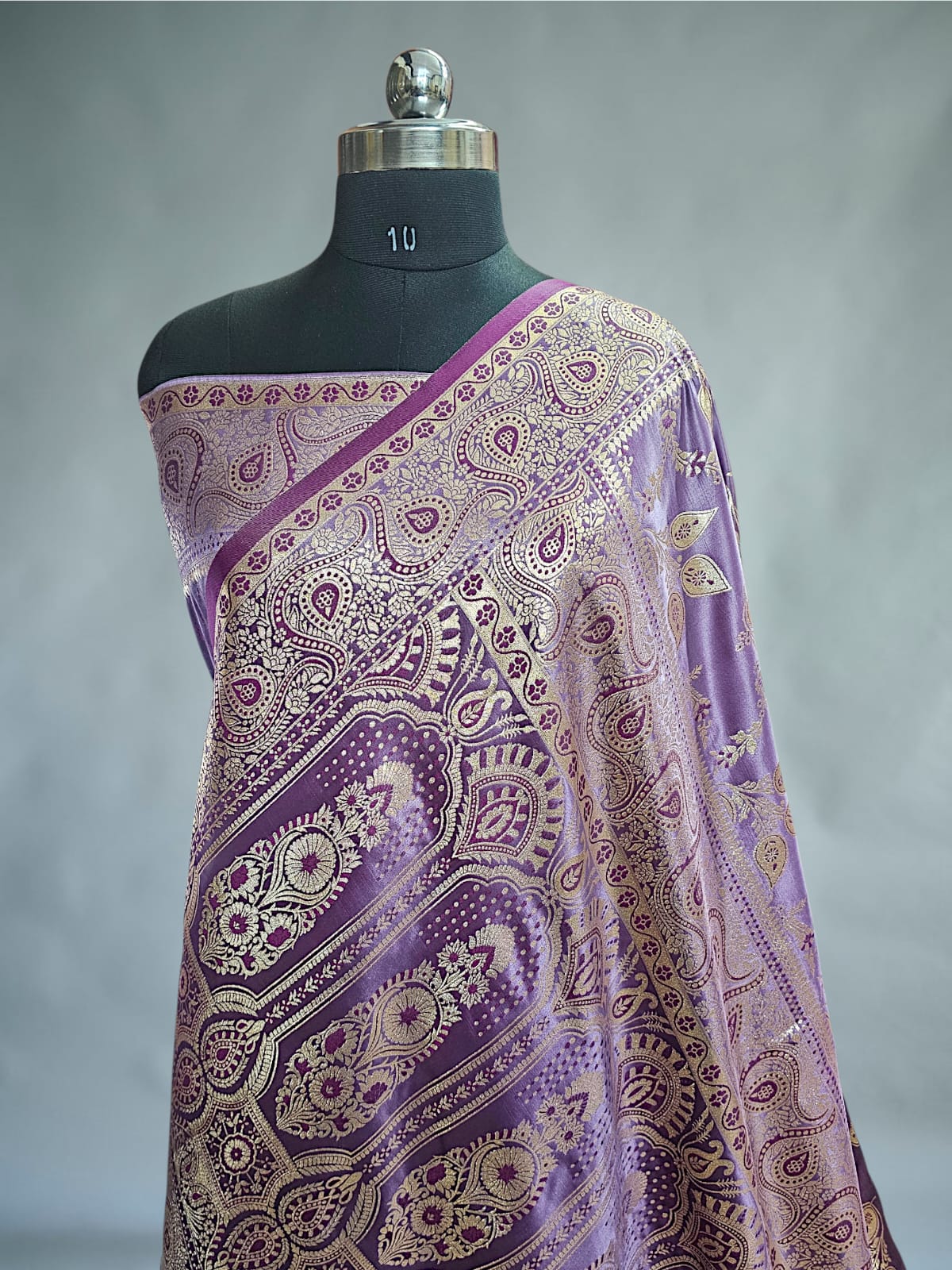 Lavender Satin Silk Banarasi Saree 