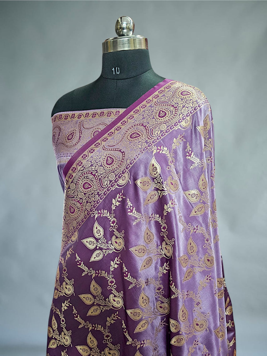 Lavender Satin Silk Banarasi Saree 