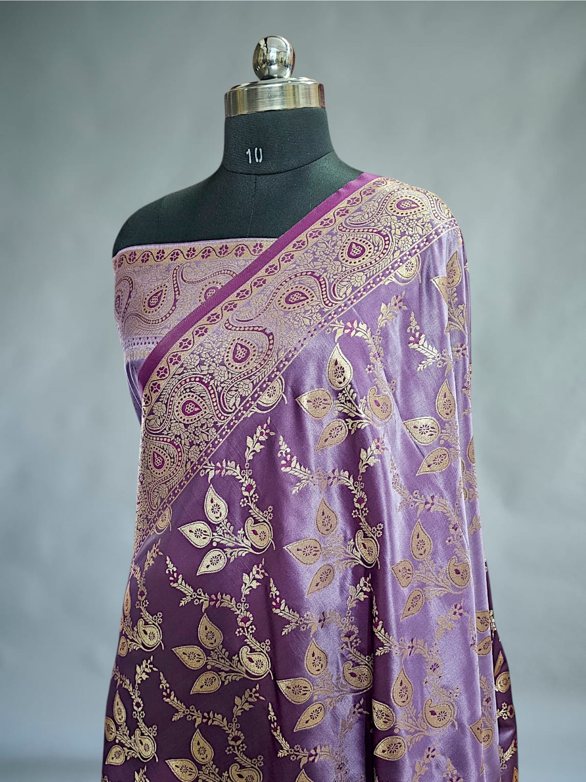 Lavender Satin Silk Banarasi Saree 
