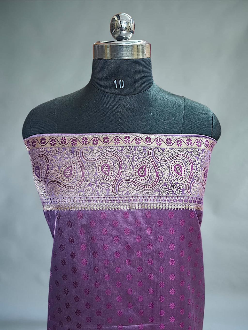 Lavender Satin Silk Banarasi Saree 