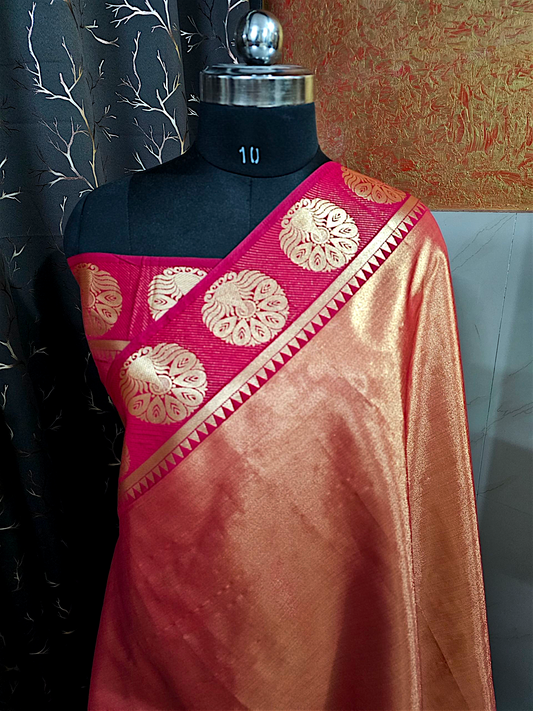 Luxury Red Tissue Silk Saree | Banarasi Brides