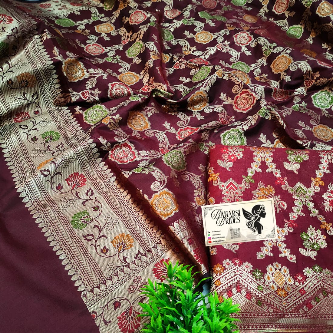 Maroon Meenakari Katan Silk Banarasi Suit