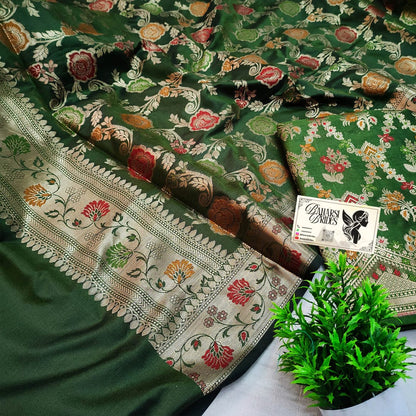 Mehendi Meenakari Katan Silk Banarasi Suit