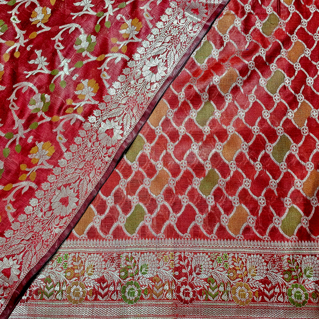 "Mehroon Banarasi Silk Suit with Zari Work, Unstitched Salwar Kameez Set with Matching Bottom and Dupatta for Wedding and Festive Wear"