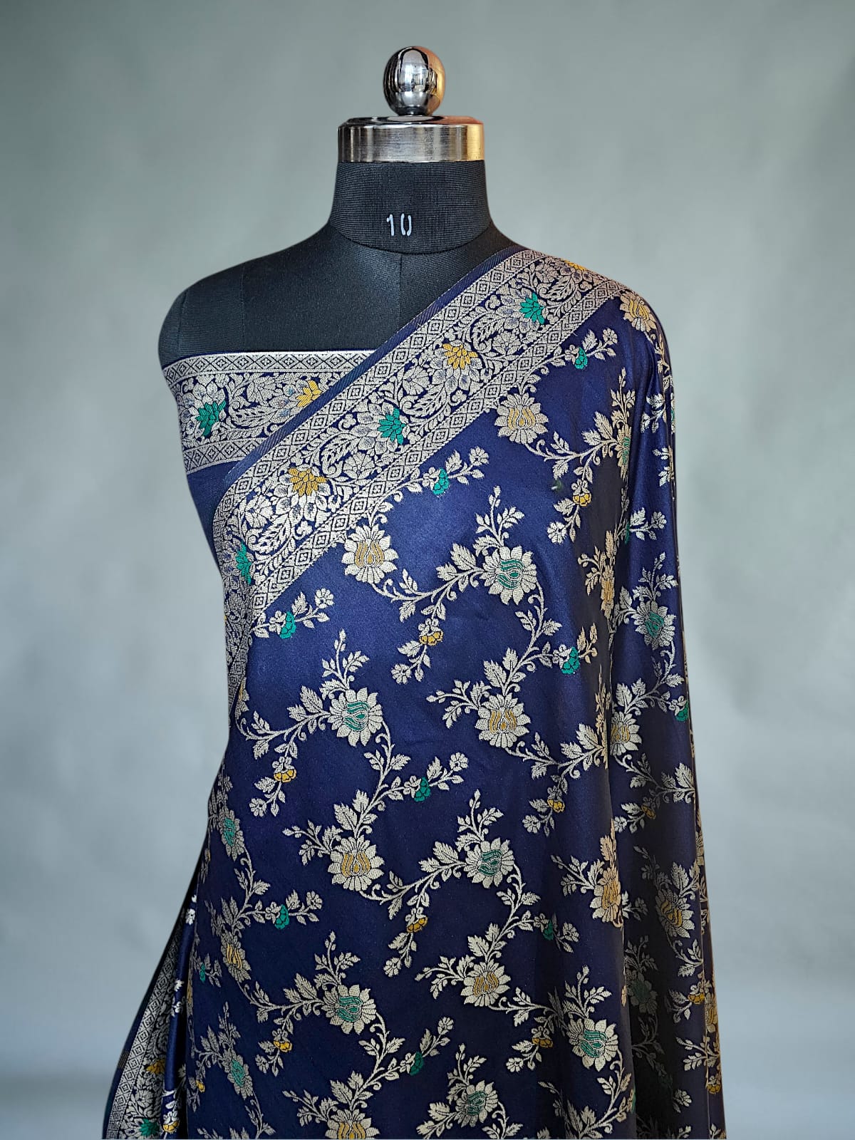 Nevy Blue Dupion Silk Banarasi Saree 