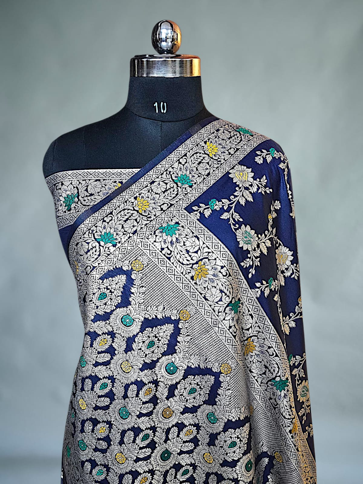 Nevy Blue Dupion Silk Banarasi Saree 