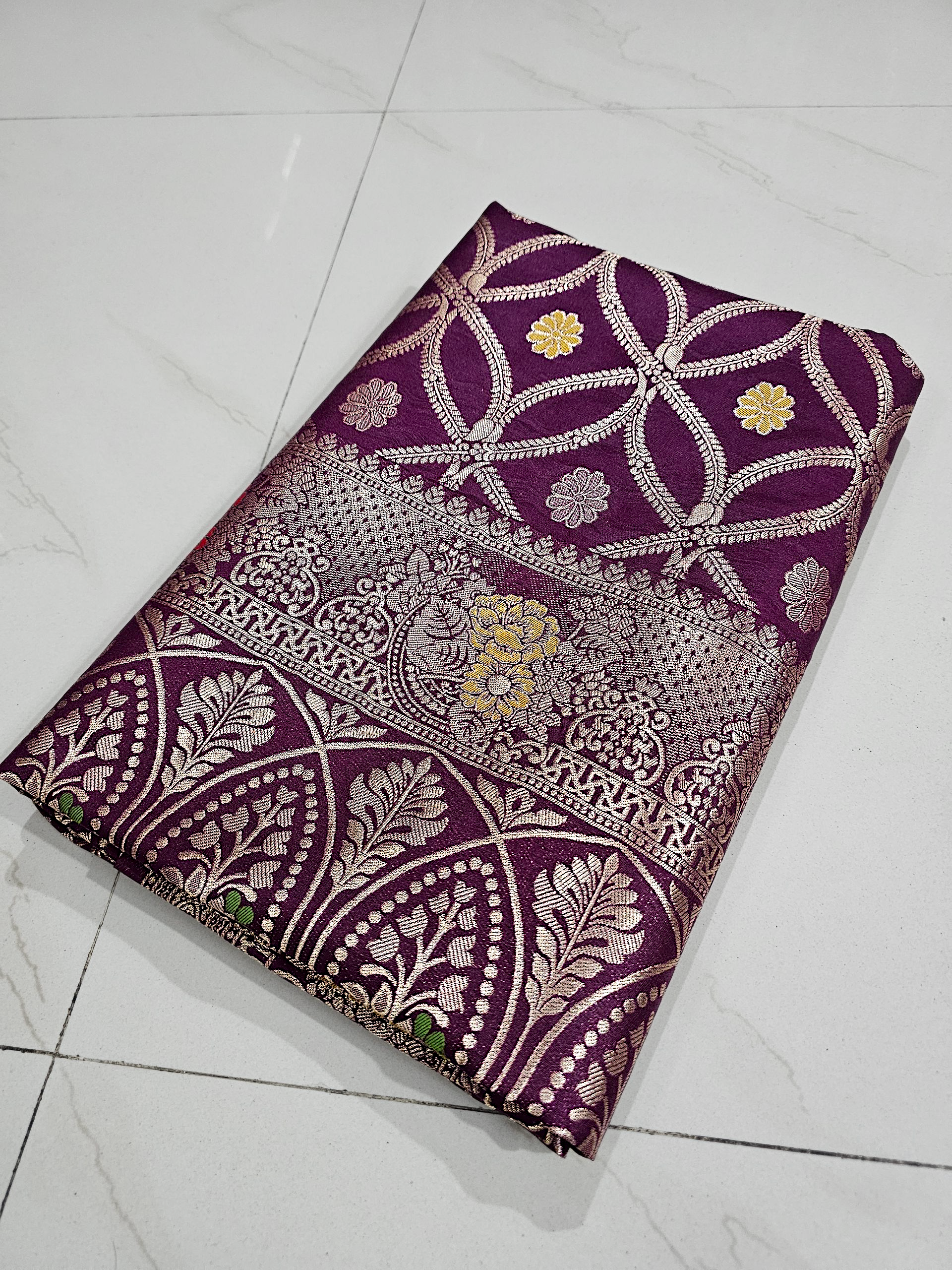 Purple Dola Silk Patti Jal Saree | Banarsi Brides