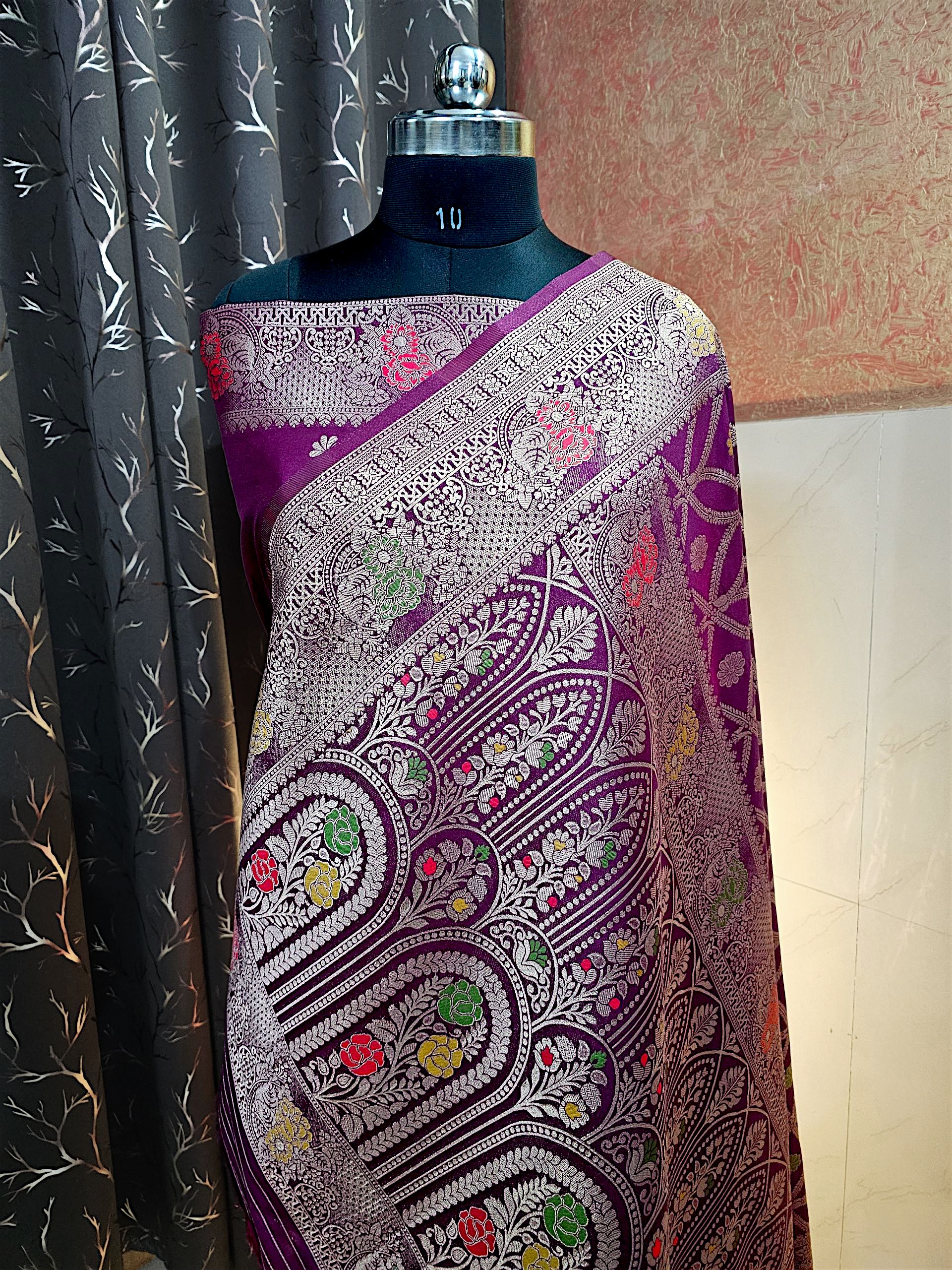 Purple Dola Silk Patti Jal Saree | Banarsi Brides