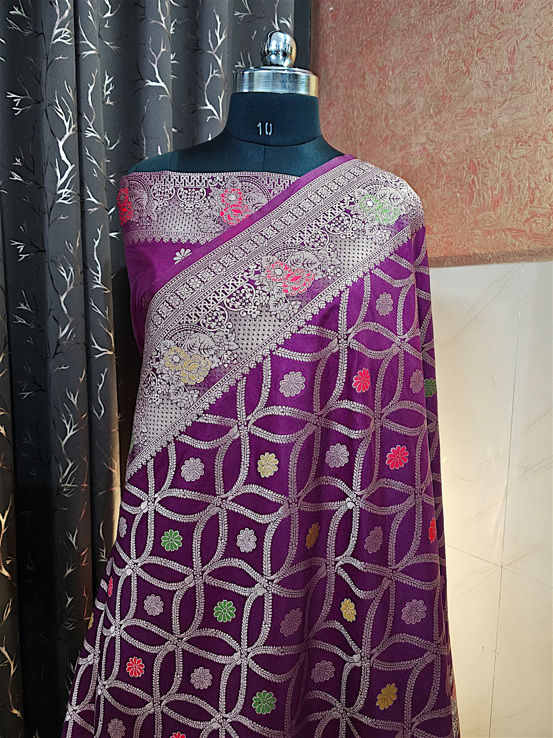 Purple Dola Silk Patti Jal Saree | Banarsi Brides