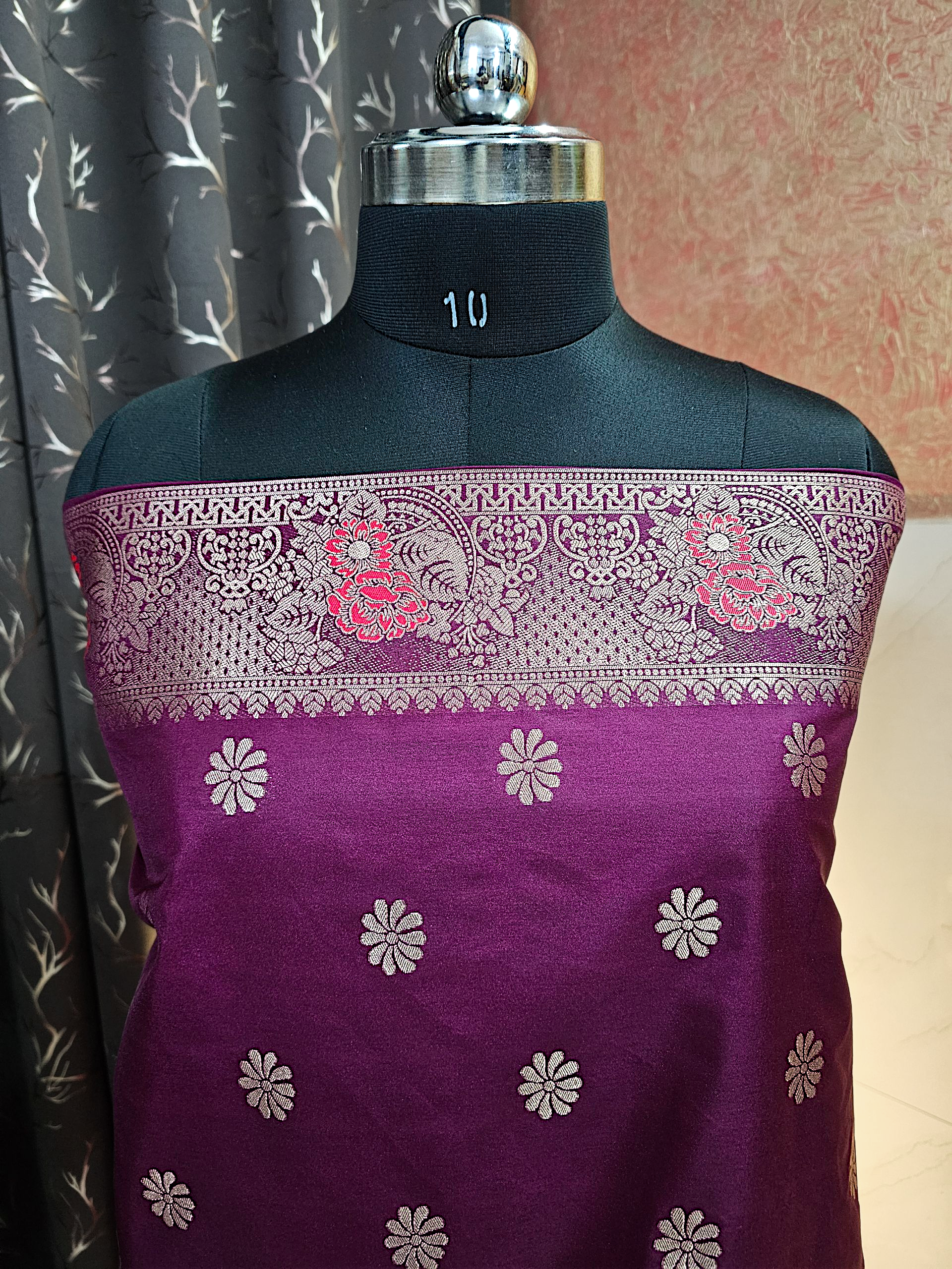 Purple Dola Silk Patti Jal Saree | Banarsi Brides