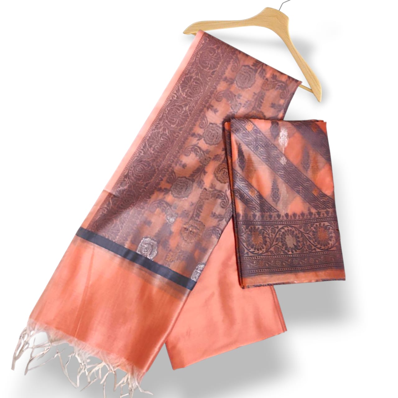 Peach Banarasi Silk Suit