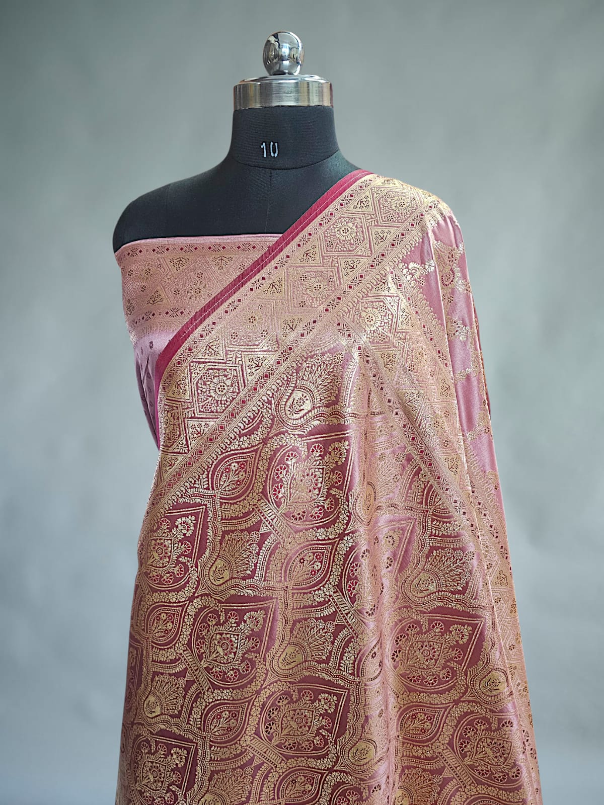 Peach Satin Silk Banarasi Saree