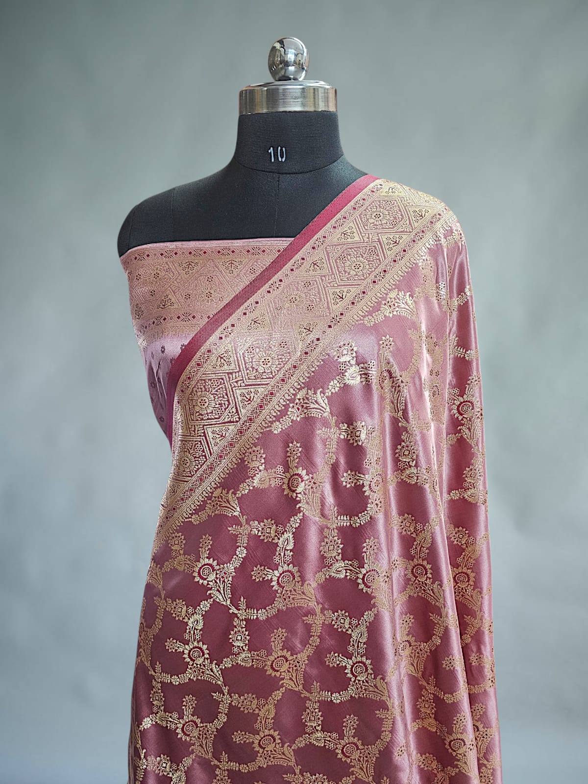 Peach Satin Silk Banarasi Saree