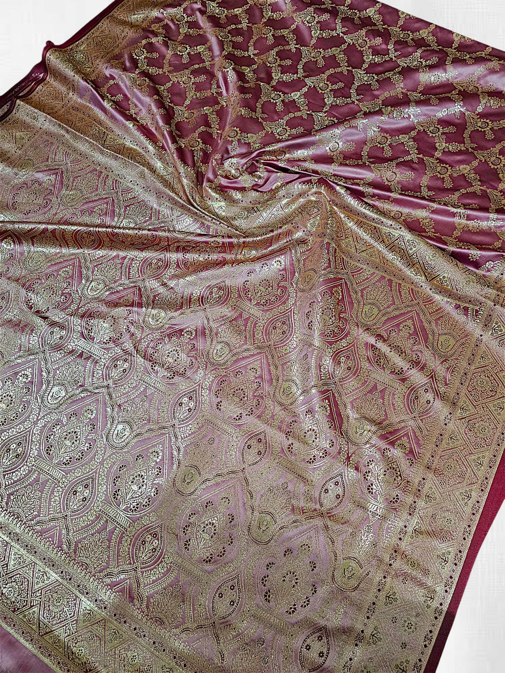 Peach Satin Silk Banarasi Saree